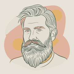 Handsome face man beard man emblem icon. bearded men face. Haircuts, beards, mustaches  vector illustration
