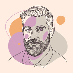 Handsome face man beard man emblem icon. bearded men face. Haircuts, beards, mustaches  vector illustration
