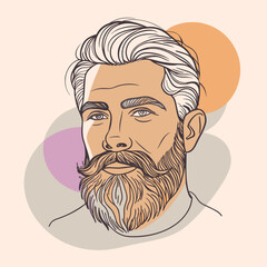Handsome face man beard man emblem icon. bearded men face. Haircuts, beards, mustaches  vector illustration
