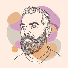 Handsome face man beard man emblem icon. bearded men face. Haircuts, beards, mustaches  vector illustration

