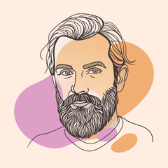 Handsome face man beard man emblem icon. bearded men face. Haircuts, beards, mustaches  vector illustration
