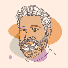 Handsome face man beard man emblem icon. bearded men face. Haircuts, beards, mustaches  vector illustration

