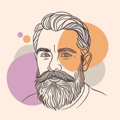 Handsome face man beard man emblem icon. bearded men face. Haircuts, beards, mustaches  vector illustration
