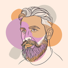 Handsome face man beard man emblem icon. bearded men face. Haircuts, beards, mustaches  vector illustration
