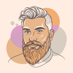 Handsome face man beard man emblem icon. bearded men face. Haircuts, beards, mustaches  vector illustration
