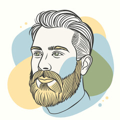 Handsome face man beard man emblem icon. bearded men face. Haircuts, beards, mustaches  vector illustration
