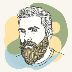 Handsome face man beard man emblem icon. bearded men face. Haircuts, beards, mustaches  vector illustration
