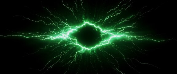 Abstract overlay Glowing electric green lightning border chaotic
