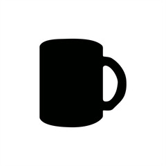 illustration of a stamp silhouette of a clear glass with a semicircular handle for an icon or logo