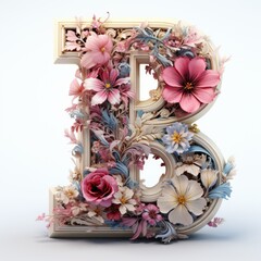 English alphabet letter enchanting flower ornate