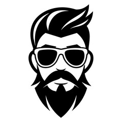 Mustache and Sunglasses Logo Design Vector silhouette illustration.