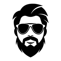 Mustache and Sunglasses Logo Design Vector silhouette illustration.