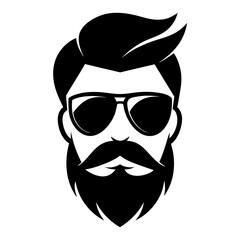 Mustache and Sunglasses Logo Design Vector silhouette illustration.