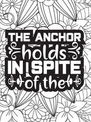 Faith Quotes Flower Coloring Page Beautiful black and white illustration for adult coloring book