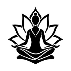 yoga logo icon silhouette vector style with white background.