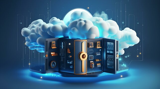 Cloud computing concept with cloud storage.