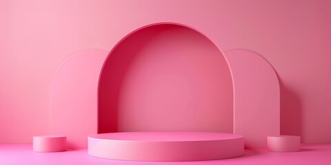 photo podium stage product mockup studio colors pink, design, stage, product, podium, background, empty,  HD, 2:1