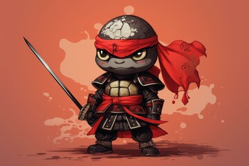 Obraz premium Animestyle animal warrior in Samurai armor blending cuteness and power.