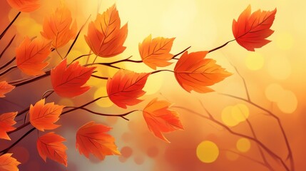 Autumn leaves in sunlight