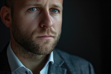 Obraz premium Businessman in suit and tie looking at camera