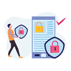 A boy demonstrates access to online security.