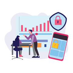 The girl and the boy are talking about security graph.