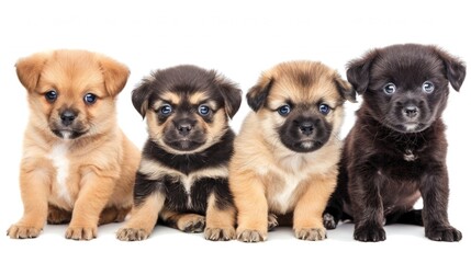 Group of adorable puppies sitting together