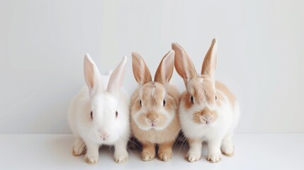 Fototapeta premium Group of three rabbits sitting together