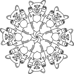 Fototapeta premium paw mandala line art coloring book page