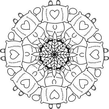 recommend clip art: pillow mandala line art coloring book page
