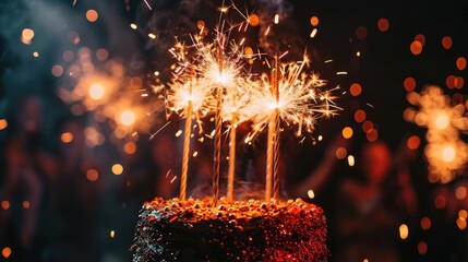 Cake with sparklers