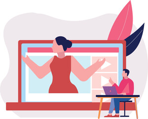 A boy is talking to a girl online.