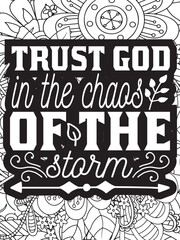 Faith Quotes Flower Coloring Page Beautiful black and white illustration for adult coloring book