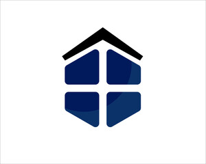 simple abstract hexagon house window logo design template illustration inspiration
