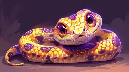 Obraz premium Beautiful snake. Exotic dangerous reptile. Symbol of the New Year according to the Chinese calendar.