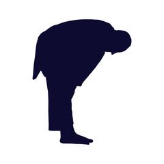Muslim Praying Silhouette in Flat Style. Isolated Black Silhouette on White Background.
