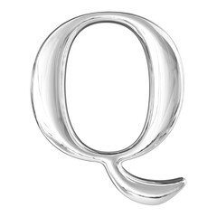 Silver 3D Font Letter Q uppercase