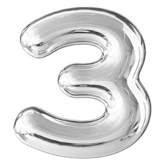 Silver 3D Number 3
