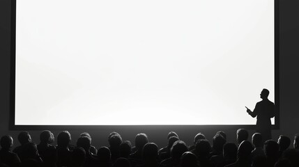 講演しているビジネスマンのシルエット、スクリーン12