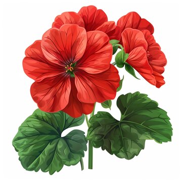 red geranium flowers green leaves clip art preview