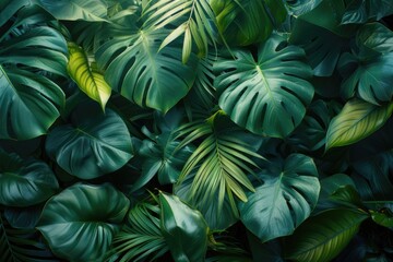 Close up of tropical leaf wall