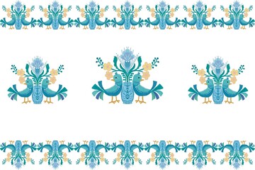 Blue birds pattern freehand art decor