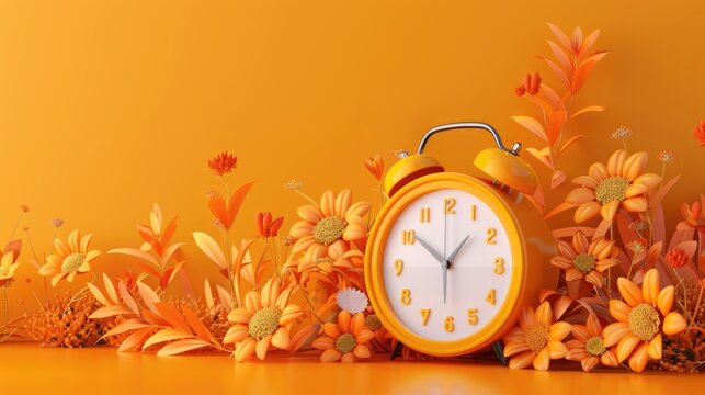 Orange alarm clock on shelf