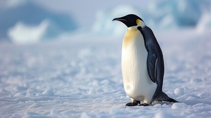 Obraz premium Penguin walking through snow