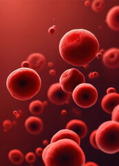 This 2D vector illustration presents red blood cells flowing through a blood vessel, depicted as flat, simple shapes with a smooth gradient of red. The minimalistic background enhances 