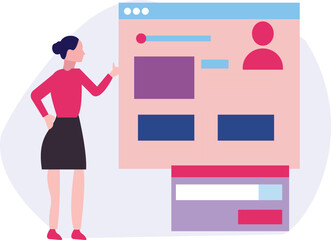 The girl is telling about the online account.