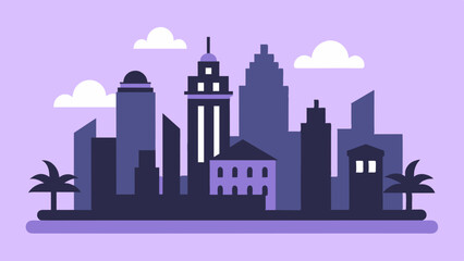 Fototapeta premium Vibrant cityscape drawing featuring skyscrapers, lights, and a lively urban setting. tall buildings, bright lights, and a bustling urban atmosphere.