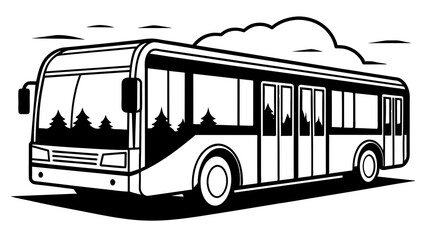 A bus drives down the road in front of a city filled with bustling streets and towering buildings. A bus travels along the road in a city filled with busy streets and tall buildings.