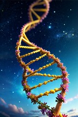 Obraz premium a double helix structure with floral-like flowers 