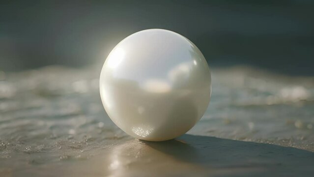 A single pearl perfectly spherical and impossibly smooth almost resembling a tiny white planet floating in space.